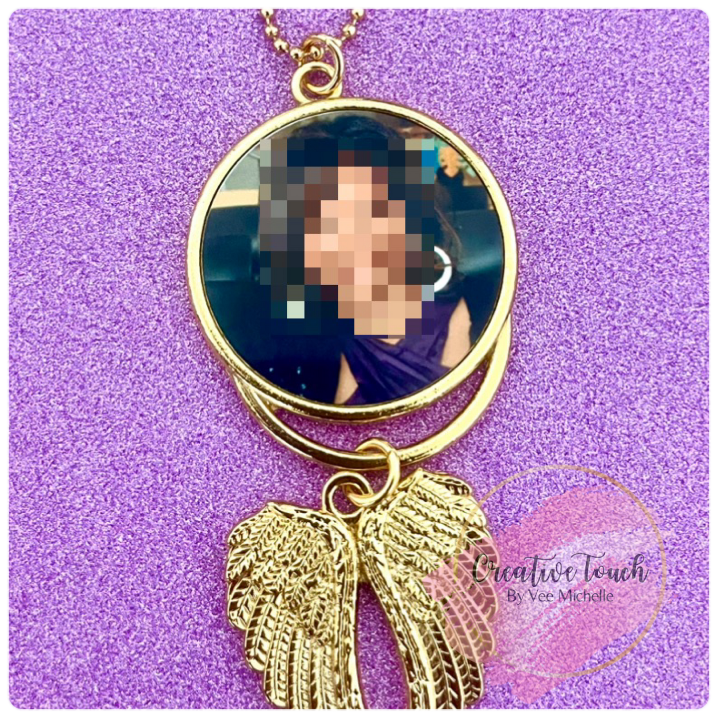 Memorial Photo Car Mirror Hanger or Keychain (Double-Sided)