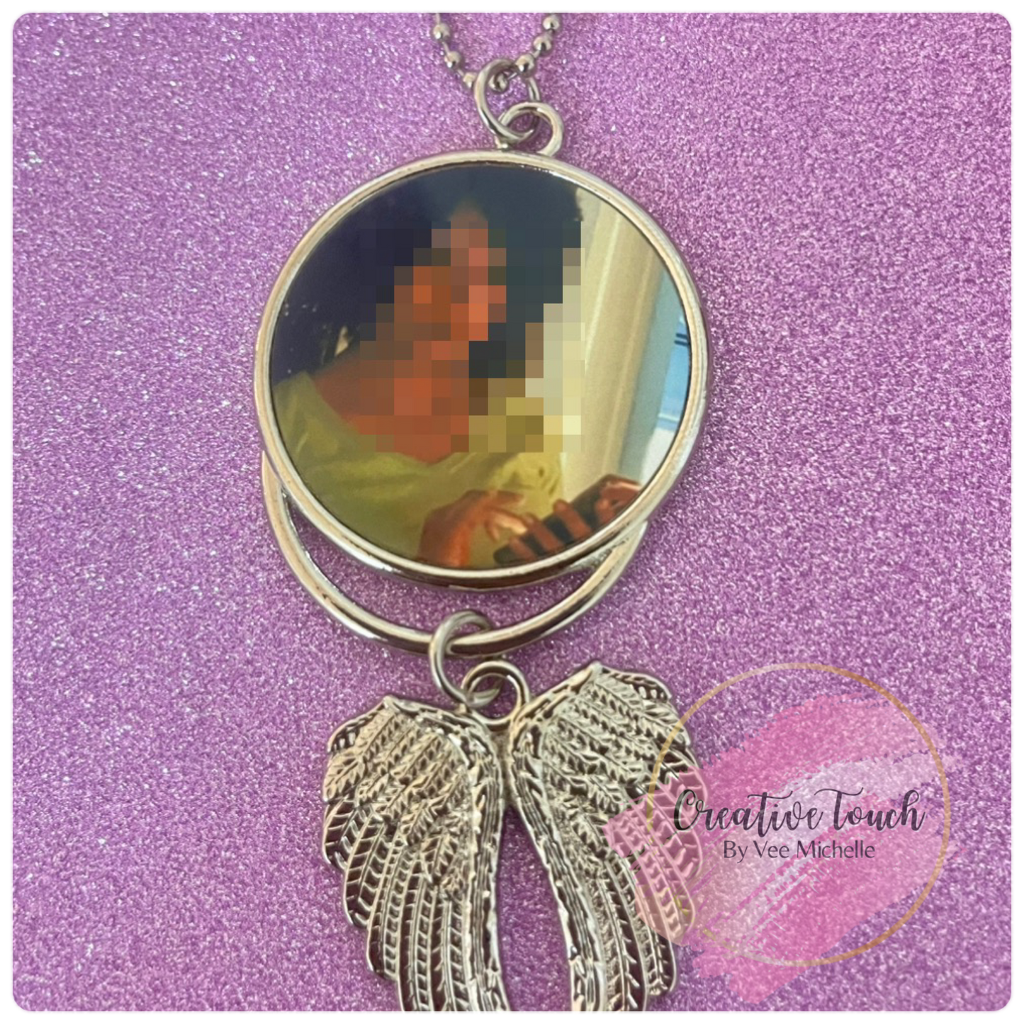 Memorial Photo Car Mirror Hanger or Keychain (Double-Sided)