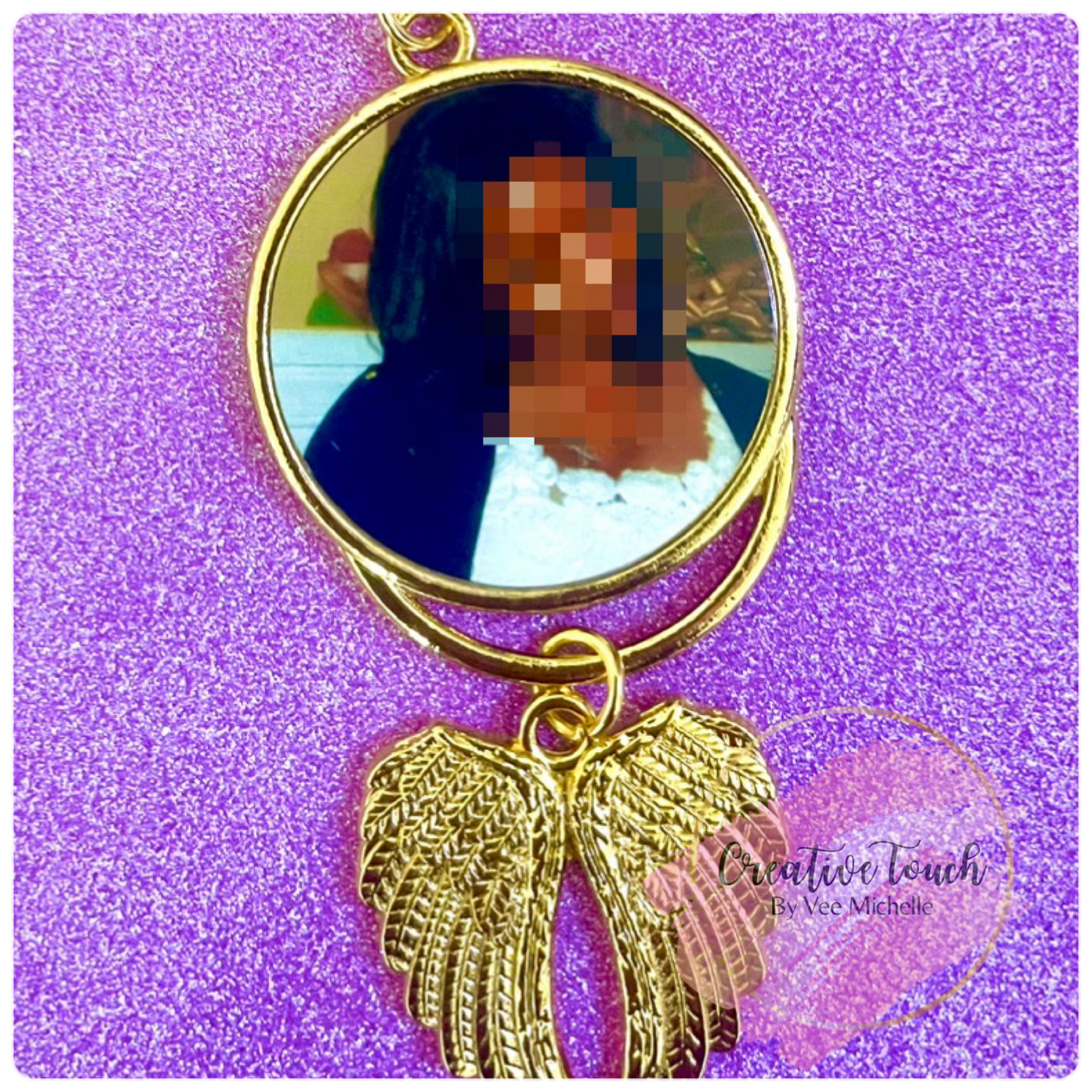 Memorial Photo Car Mirror Hanger or Keychain (Double-Sided)