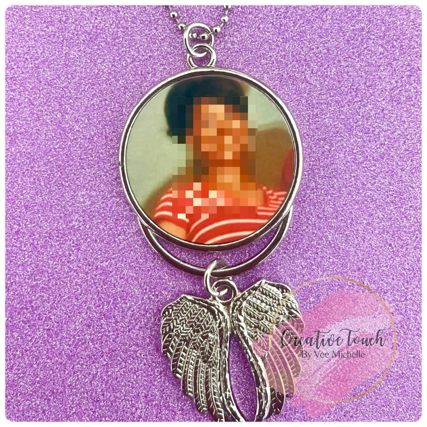 Memorial Photo Car Mirror Hanger or Keychain (Double-Sided)