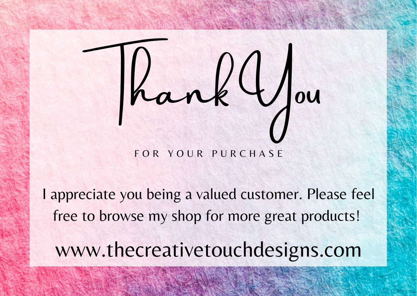 Order Fulfillment/Thank You Cards