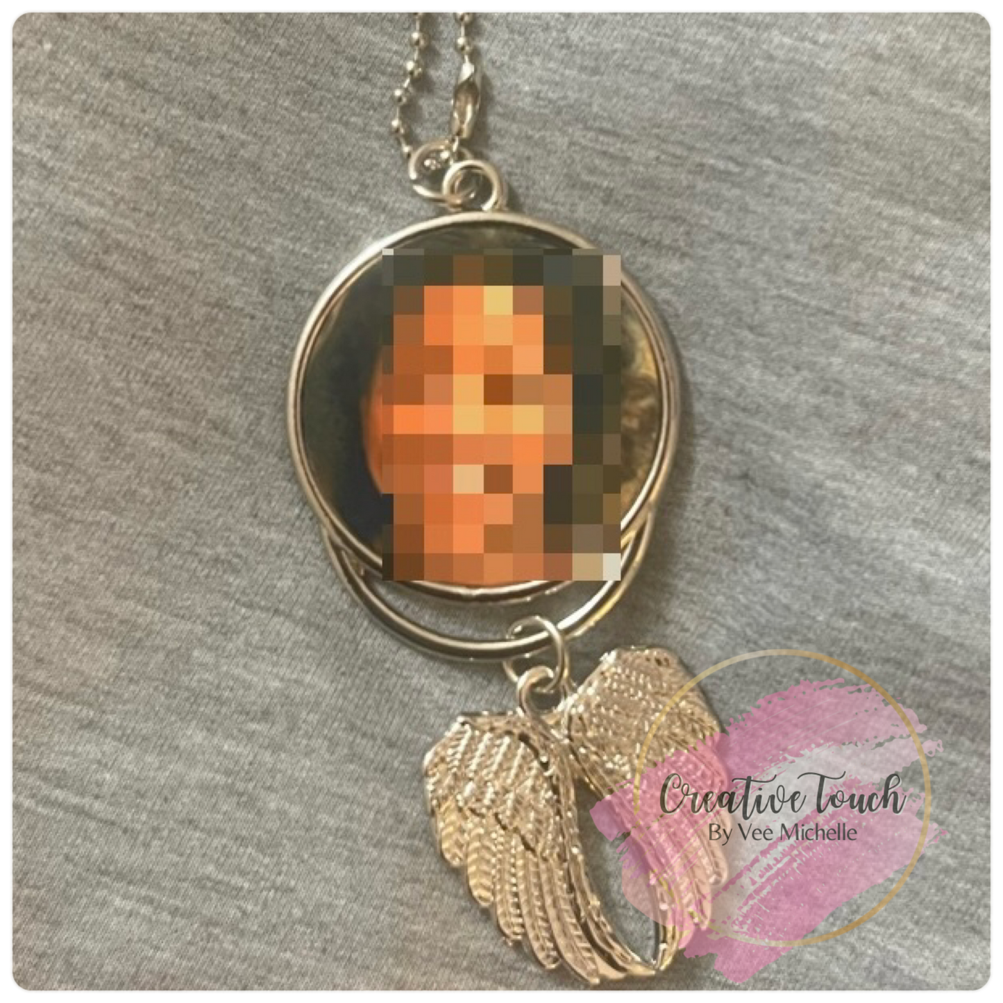 Memorial Photo Car Mirror Hanger or Keychain (Double-Sided)